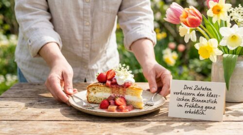 Drei Zutaten verbessern den klassischen Bienenstich im Frühling ganz erheblich