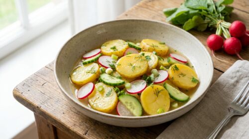 Knackig frischer Kartoffelsalat mit Radieschen bringt Frühlingsglück