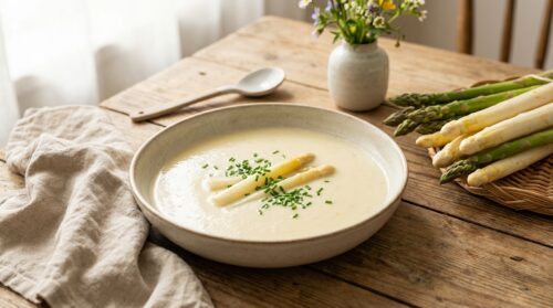 Meine erste Spargelcremesuppe im Frühling war wunderbar zart und cremig